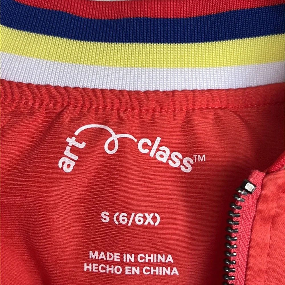 ART CLASS Orange Palm Tree Bomber Jacket Kids 6/6X‎